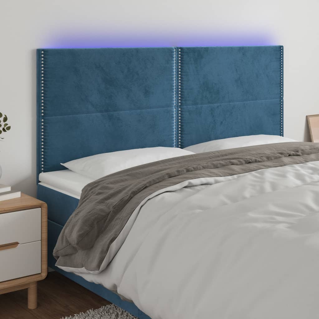 Tête de lit à LED Bleu foncé 200x5x118/128 cm Velours - XIOS