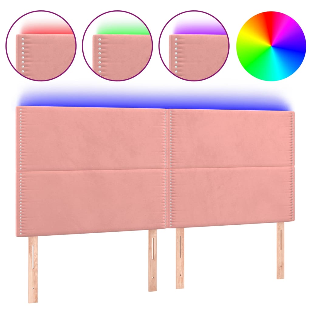 Tête de lit à LED Rose 200x5x118/128 cm Velours - XIOS