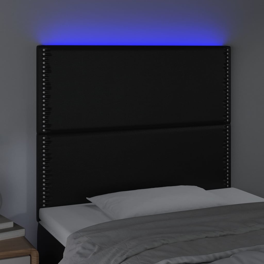 Tête de lit à LED Noir 80x5x118/128 cm Similicuir - XIOS
