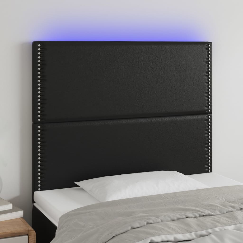 Tête de lit à LED Noir 90x5x118/128 cm Similicuir - XIOS