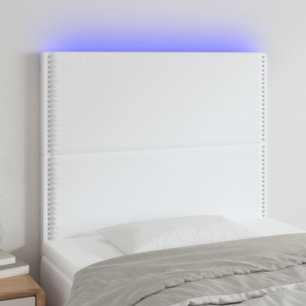 Tête de lit à LED Blanc 90x5x118/128 cm Similicuir - XIOS