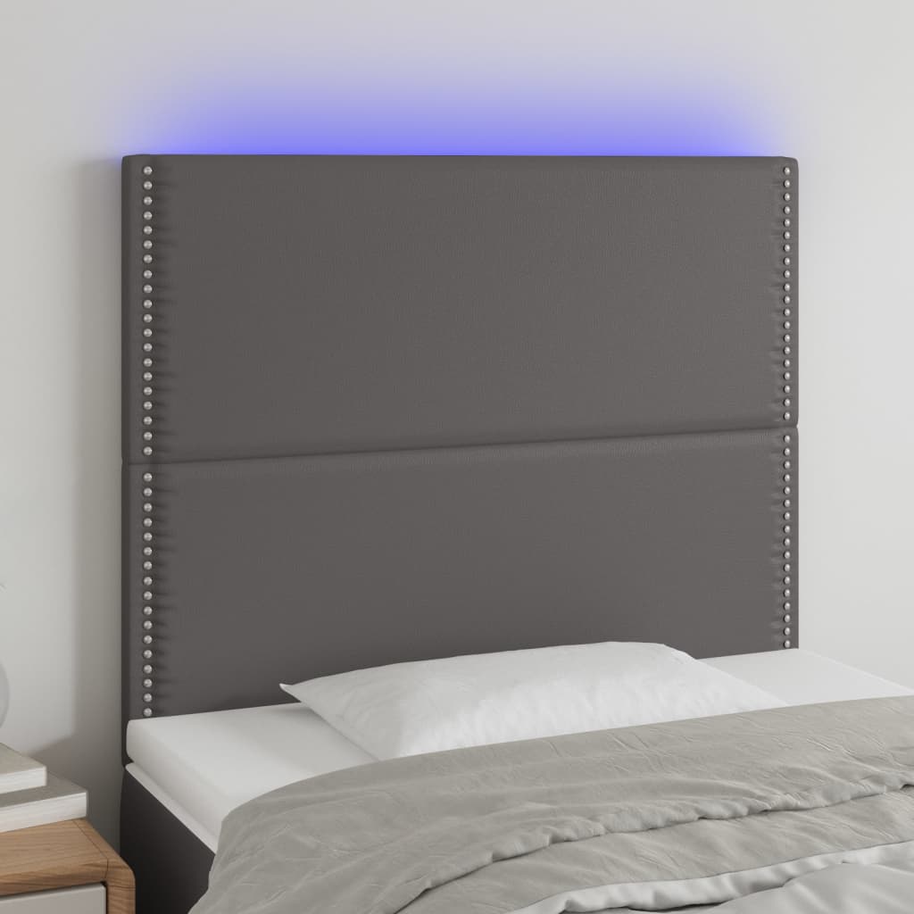 Tête de lit à LED Gris 100x5x118/128 cm Similicuir - XIOS
