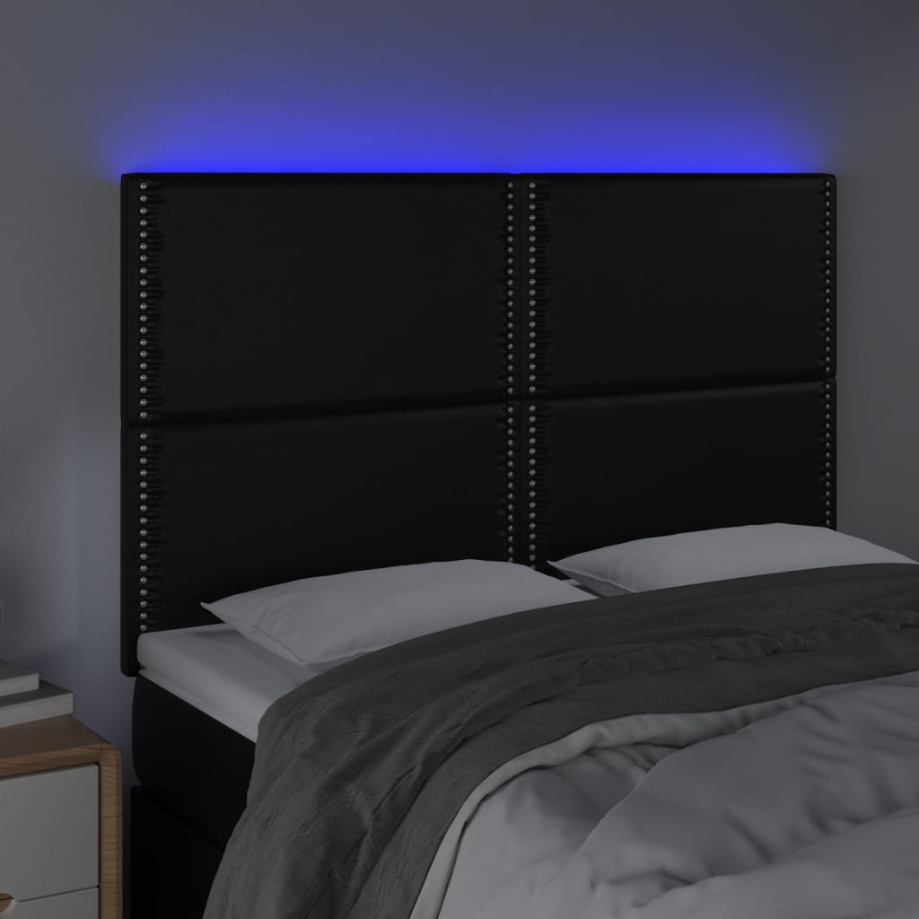 Tête de lit à LED Noir 144x5x118/128 cm Similicuir - XIOS