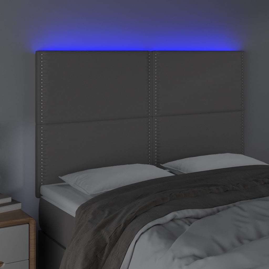 Tête de lit à LED Gris 144x5x118/128 cm Similicuir - XIOS