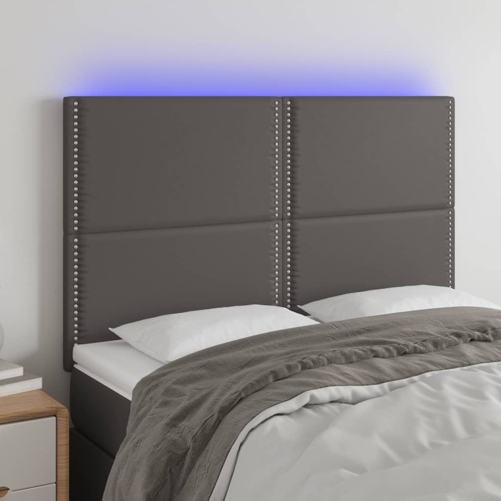 Tête de lit à LED Gris 144x5x118/128 cm Similicuir - XIOS