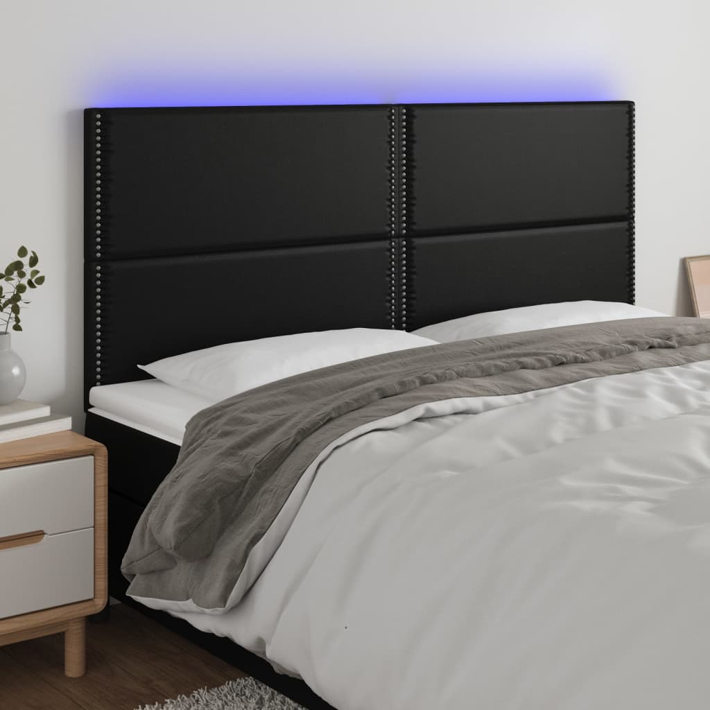Tête de lit à LED Noir 180x5x118/128 cm Similicuir - XIOS