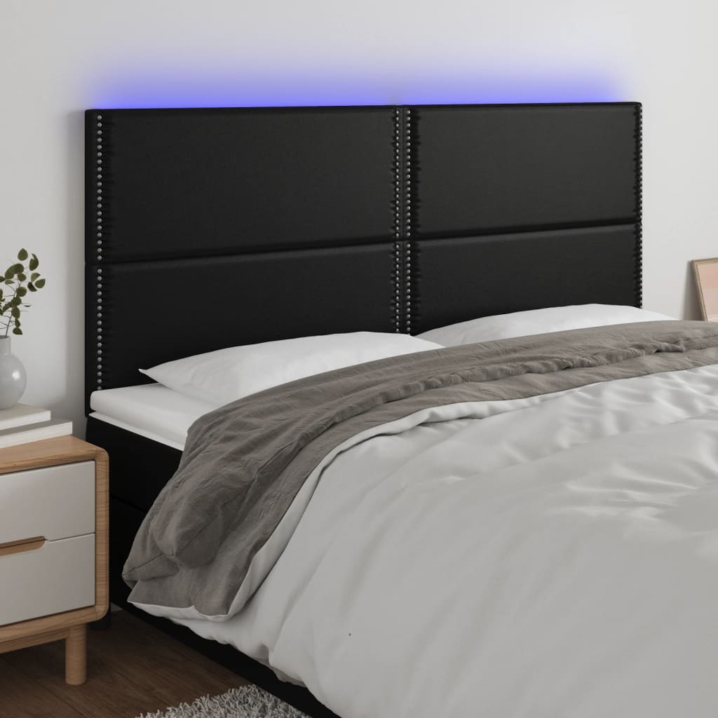 Tête de lit à LED Noir 200x5x118/128 cm Similicuir - XIOS