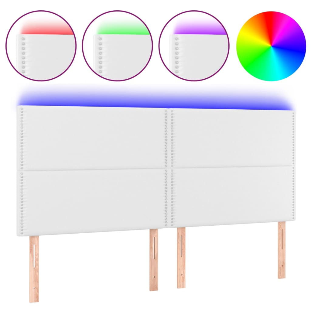 Tête de lit à LED Blanc 200x5x118/128 cm Similicuir - XIOS