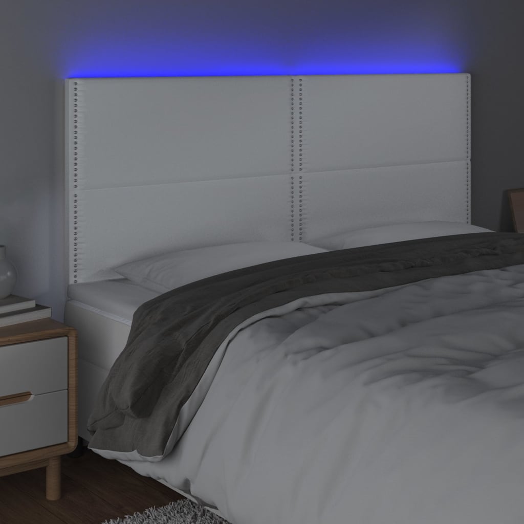 Tête de lit à LED Blanc 200x5x118/128 cm Similicuir - XIOS