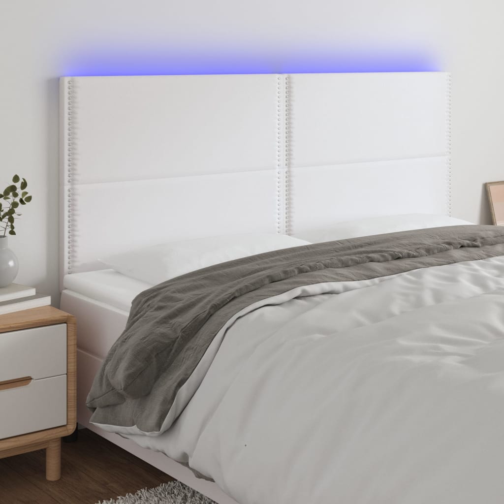 Tête de lit à LED Blanc 200x5x118/128 cm Similicuir - XIOS