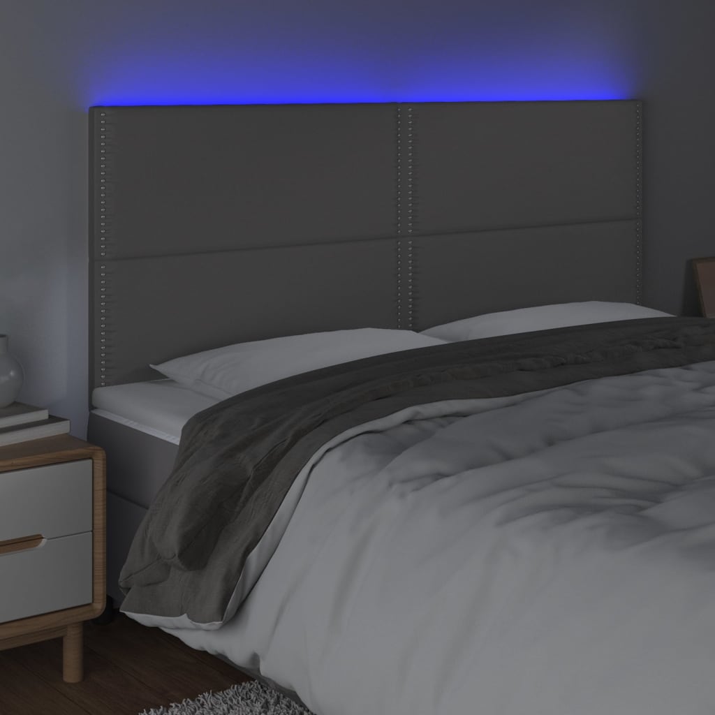 Tête de lit à LED Gris 200x5x118/128 cm Similicuir - XIOS