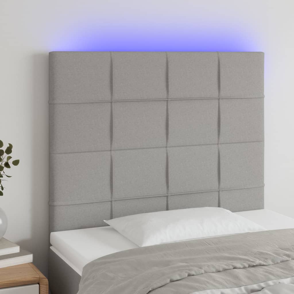 Tête de lit à LED Gris clair 80x5x118/128 cm Tissu - XIOS