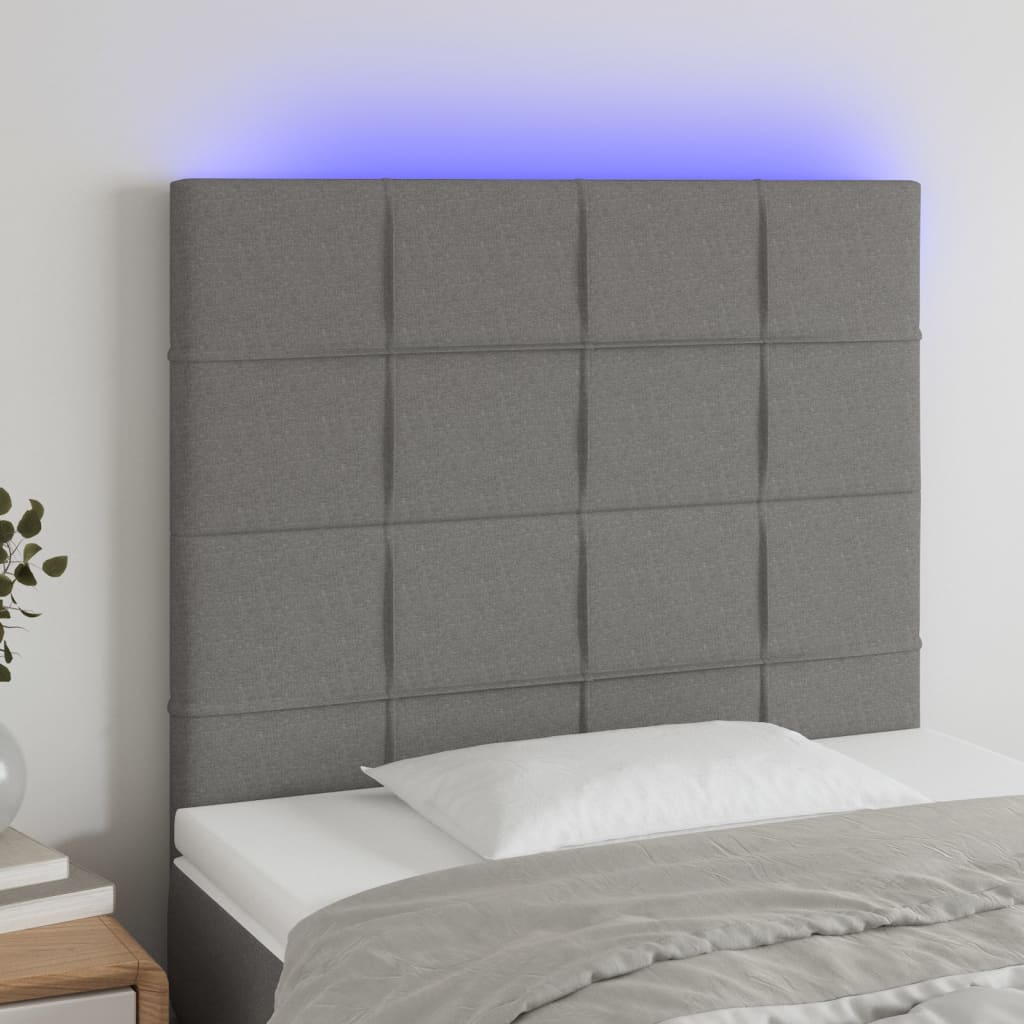 Tête de lit à LED Gris foncé 80x5x118/128 cm Tissu - XIOS