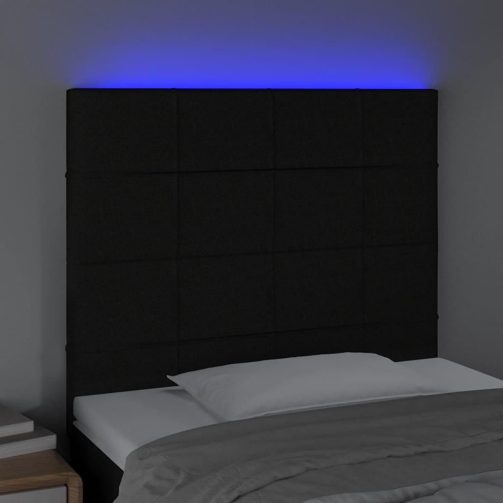 Tête de lit à LED Noir 80x5x118/128 cm Tissu - XIOS
