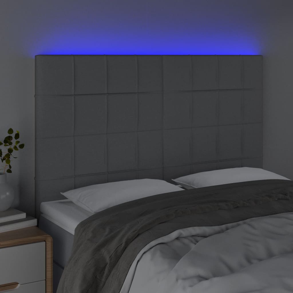 Tête de lit à LED Gris clair 144x5x118/128 cm Tissu - XIOS