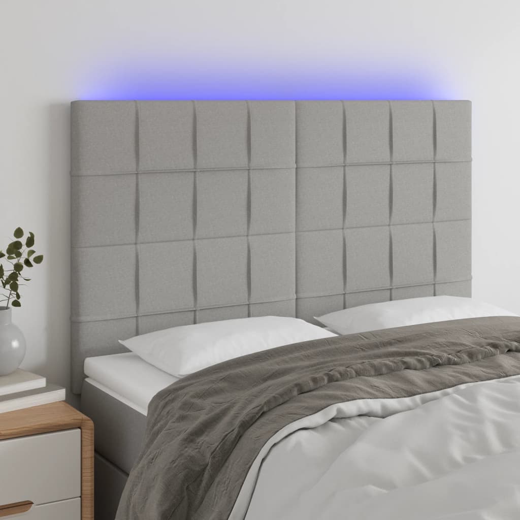 Tête de lit à LED Gris clair 144x5x118/128 cm Tissu - XIOS
