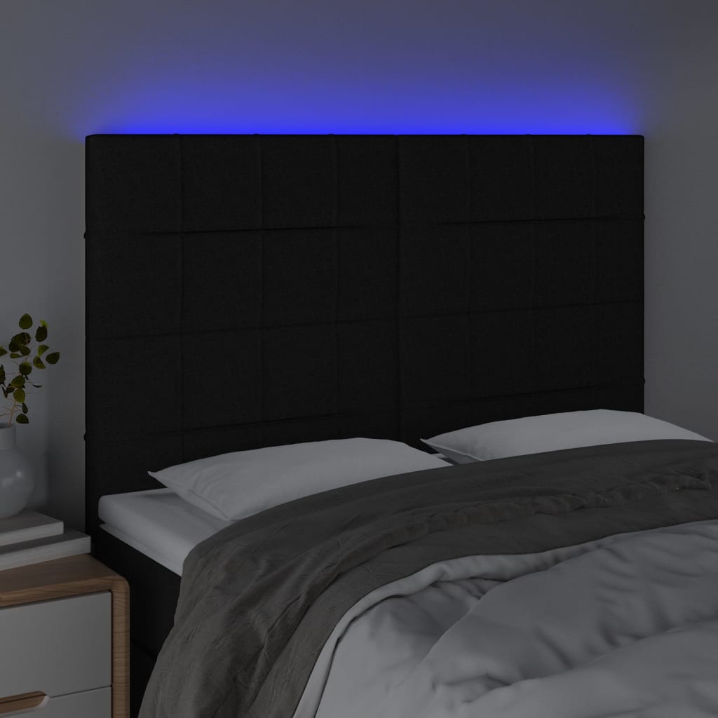 Tête de lit à LED Noir 144x5x118/128 cm Tissu - XIOS