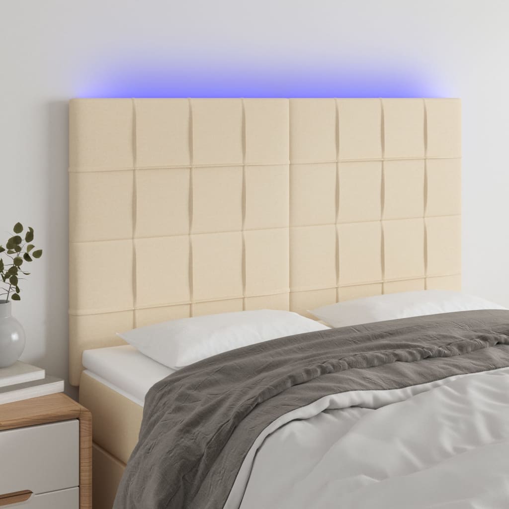 Tête de lit à LED Crème 144x5x118/128 cm Tissu - XIOS