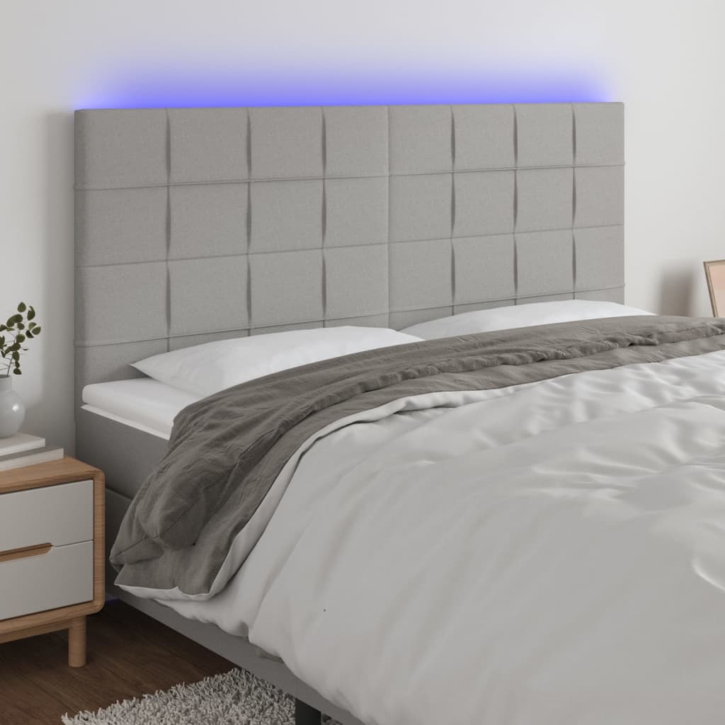 Tête de lit à LED Gris clair 160x5x118/128 cm Tissu - XIOS