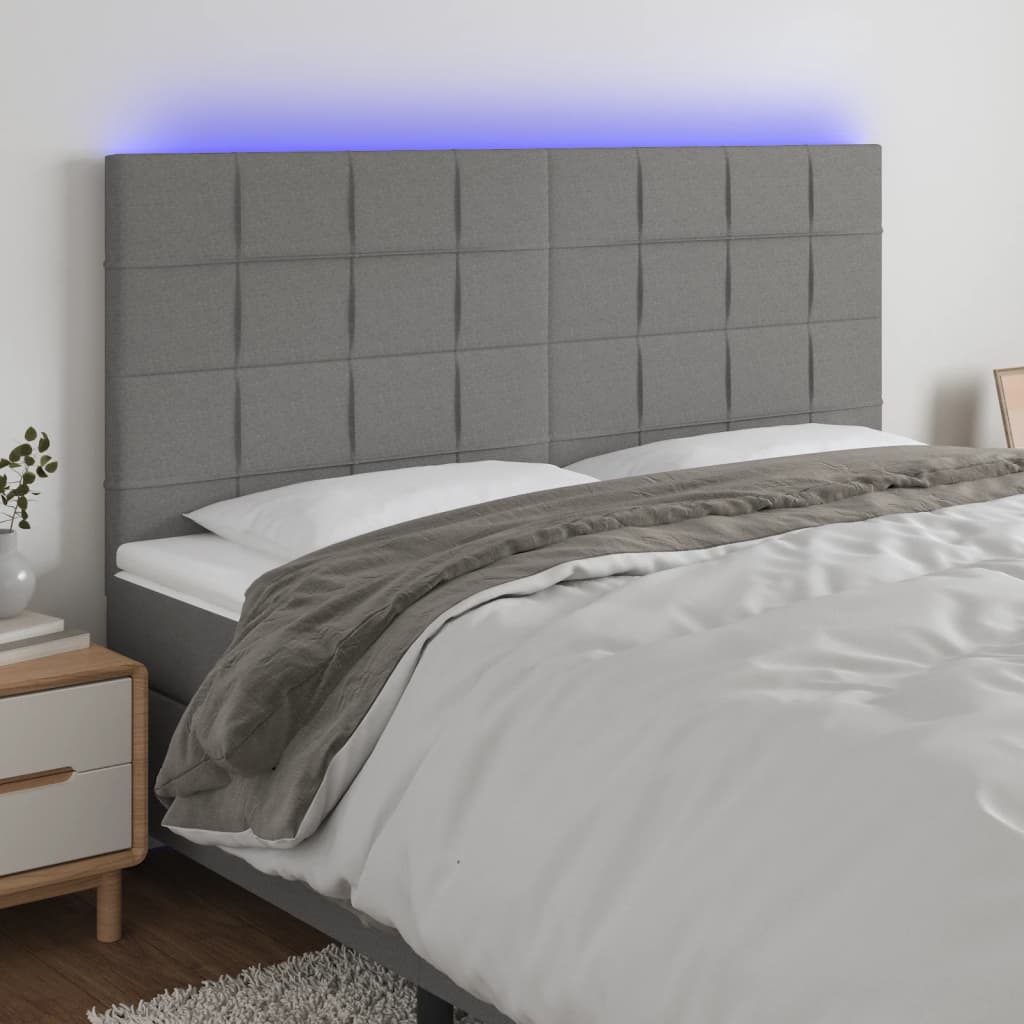 Tête de lit à LED Gris foncé 160x5x118/128 cm Tissu - XIOS
