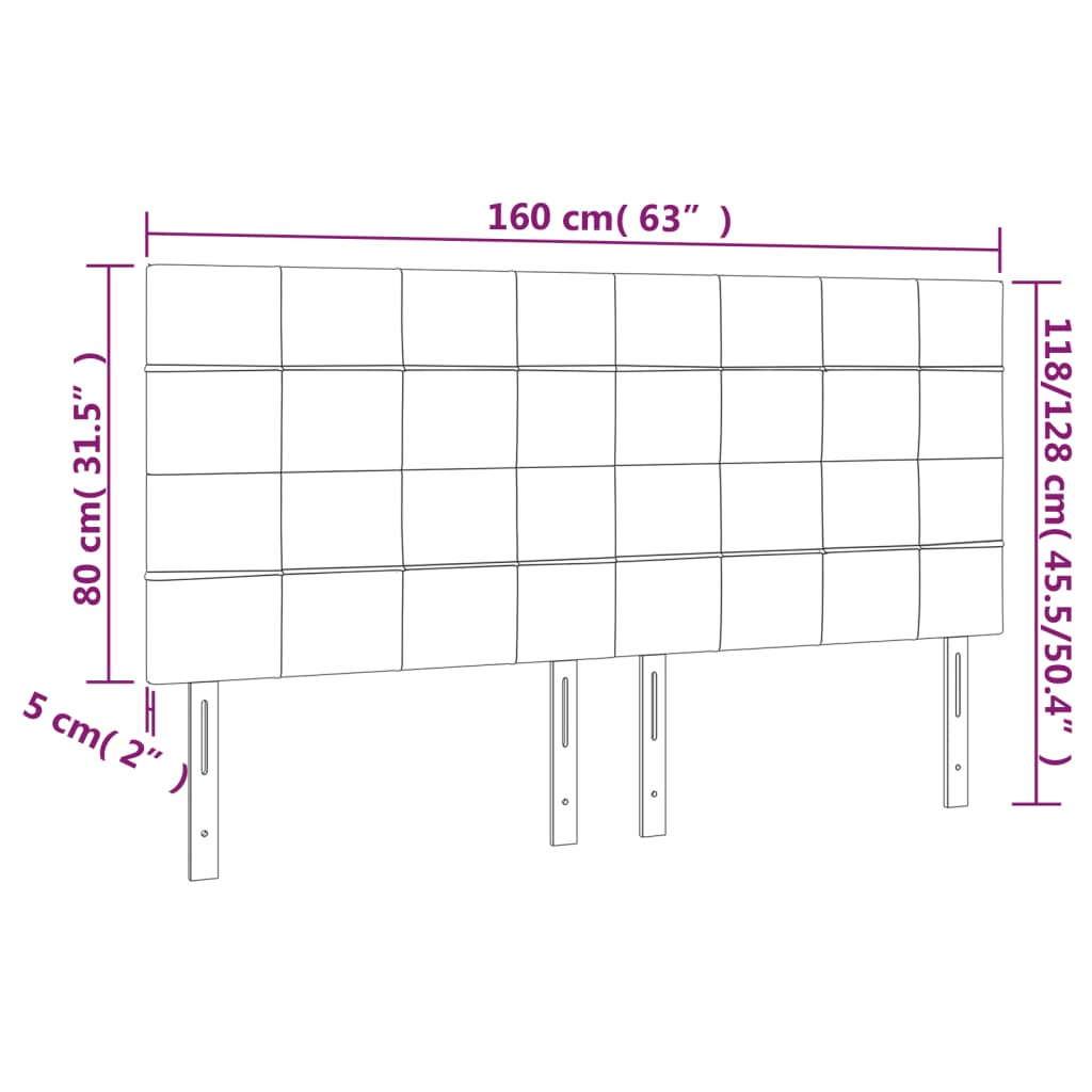 Tête de lit à LED Crème 160x5x118/128 cm Tissu - XIOS