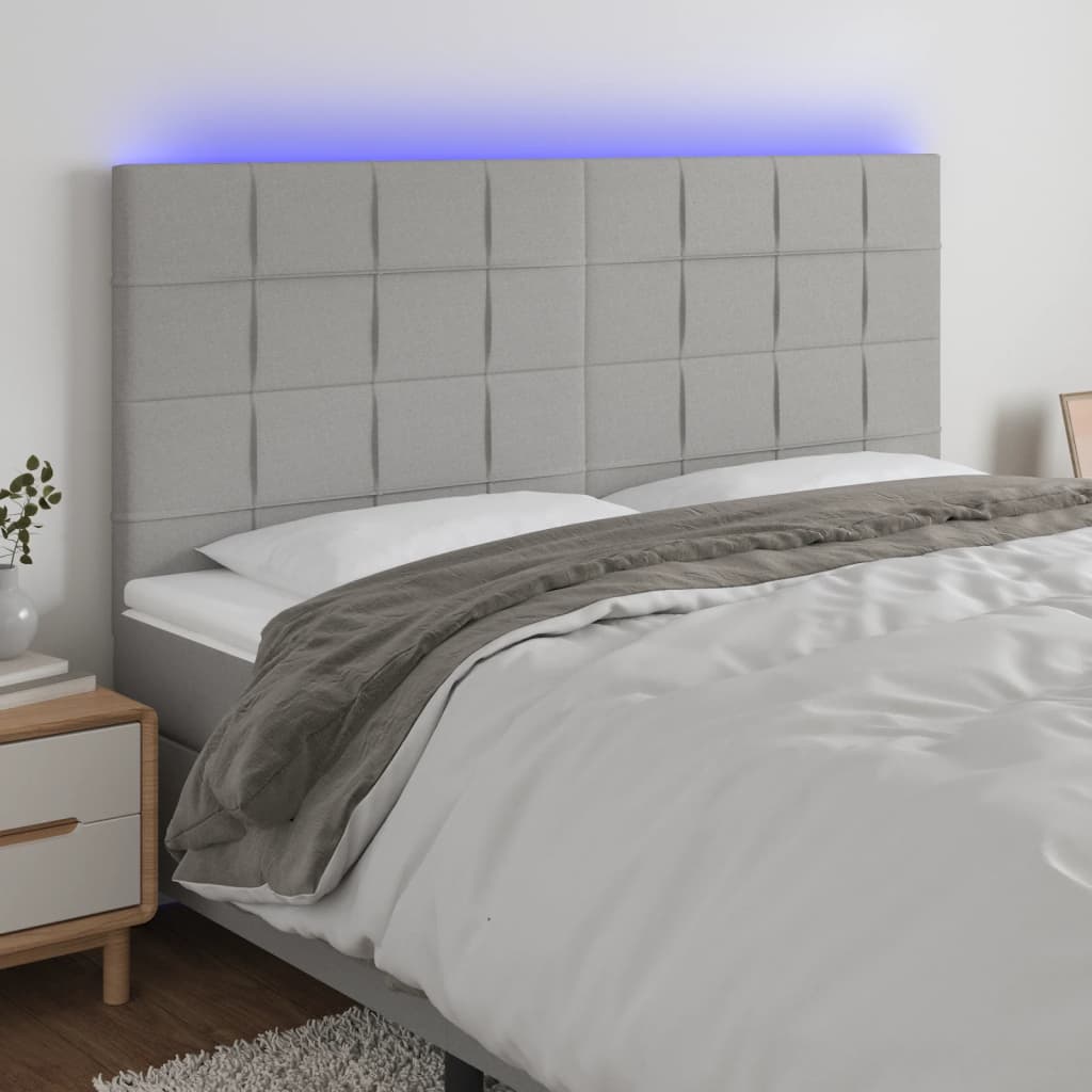 Tête de lit à LED Gris clair 180x5x118/128 cm Tissu - XIOS