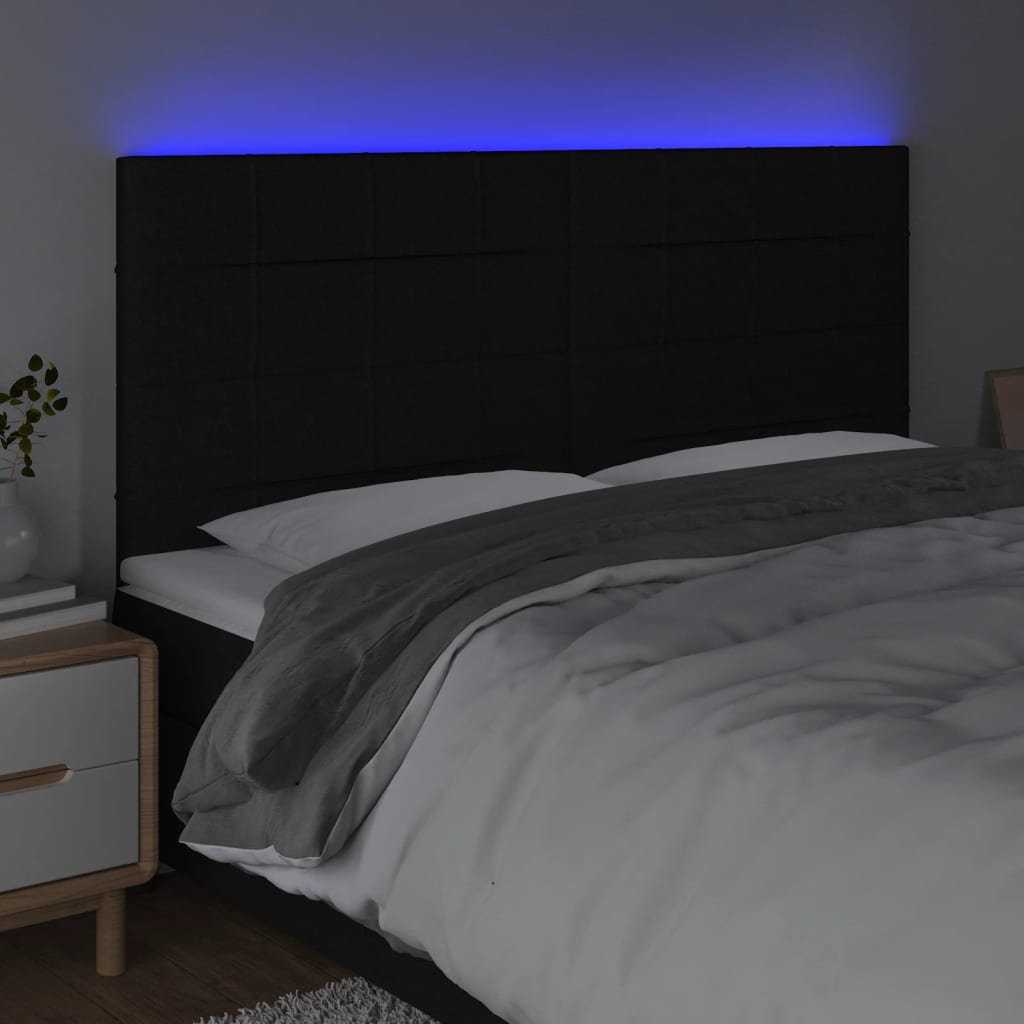 Tête de lit à LED Noir 180x5x118/128 cm Tissu - XIOS