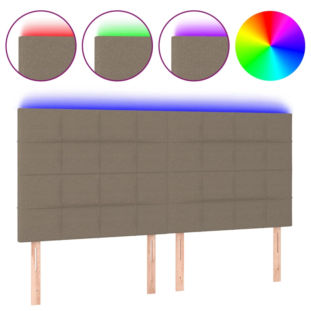 Tête de lit à LED Taupe 180x5x118/128 cm Tissu - XIOS