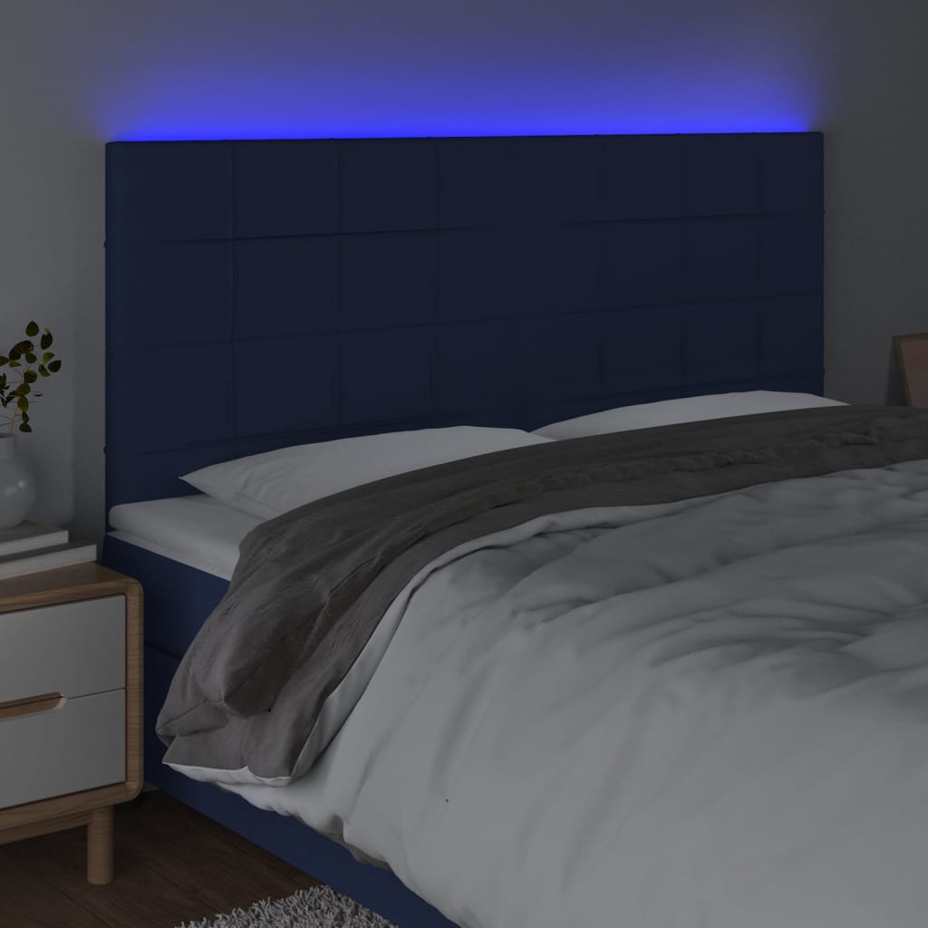 Tête de lit à LED Bleu 180x5x118/128 cm Tissu - XIOS