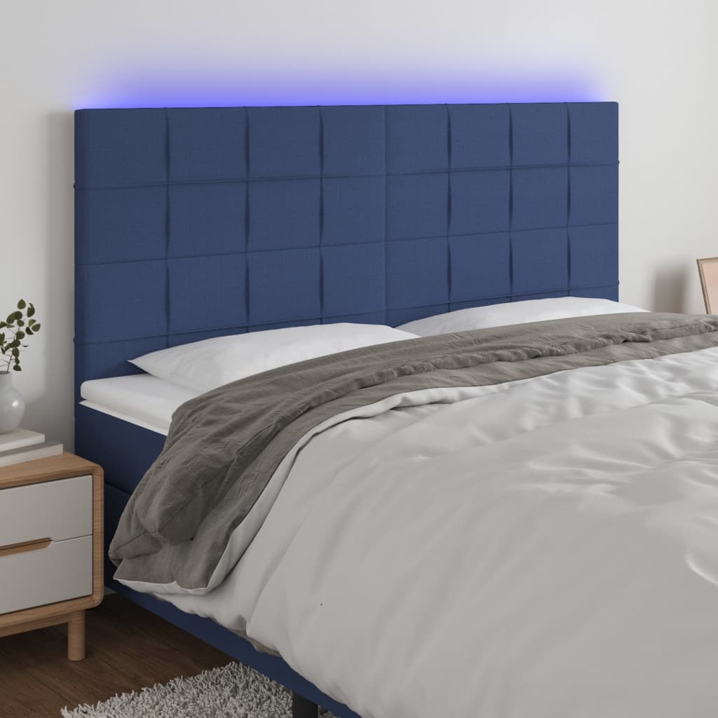 Tête de lit à LED Bleu 180x5x118/128 cm Tissu - XIOS