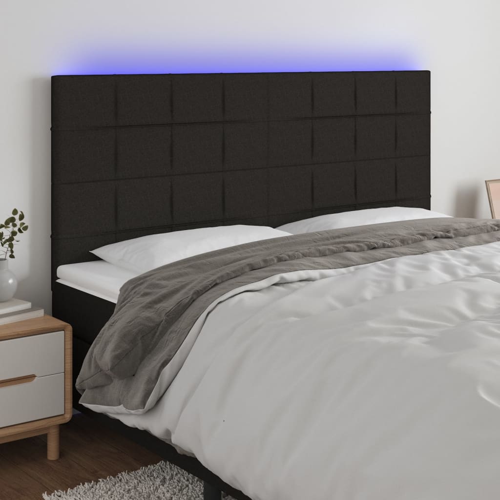 Tête de lit à LED Noir 200x5x118/128 cm Tissu - XIOS