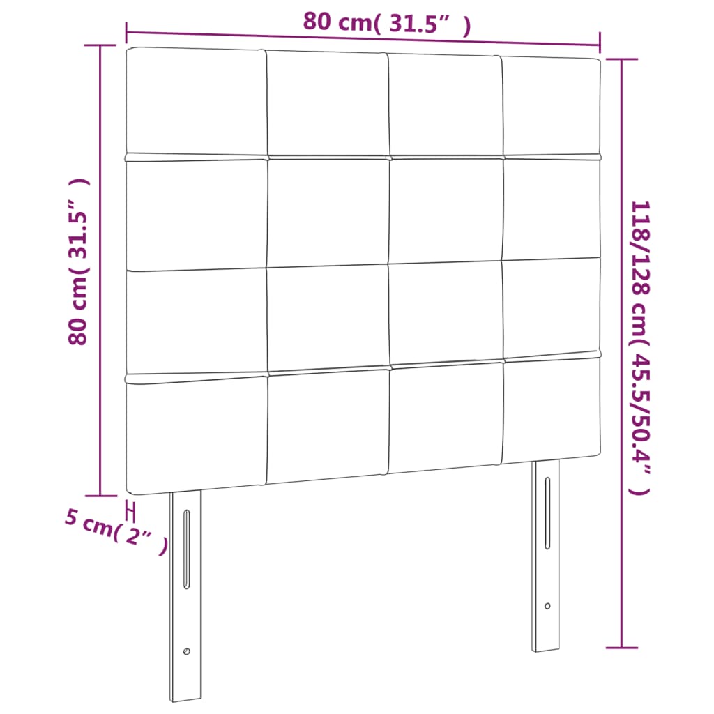 Tête de lit à LED Noir 80x5x118/128 cm Velours - XIOS