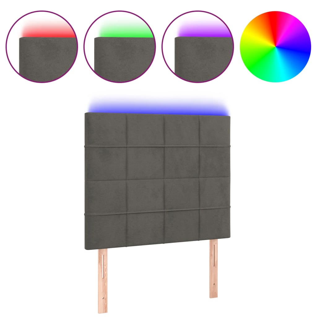 Tête de lit à LED Gris foncé 90x5x118/128 cm Velours - XIOS