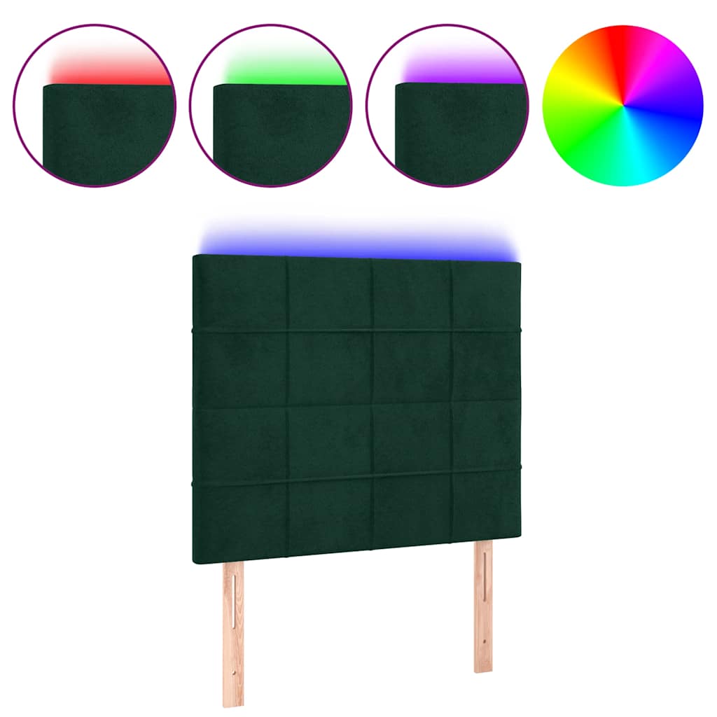 Tête de lit à LED Vert foncé 90x5x118/128 cm Velours - XIOS