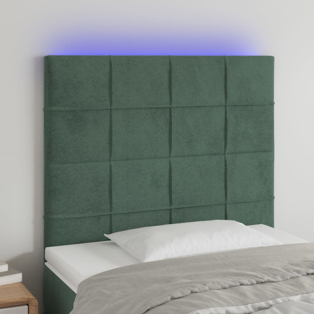 Tête de lit à LED Vert foncé 90x5x118/128 cm Velours - XIOS