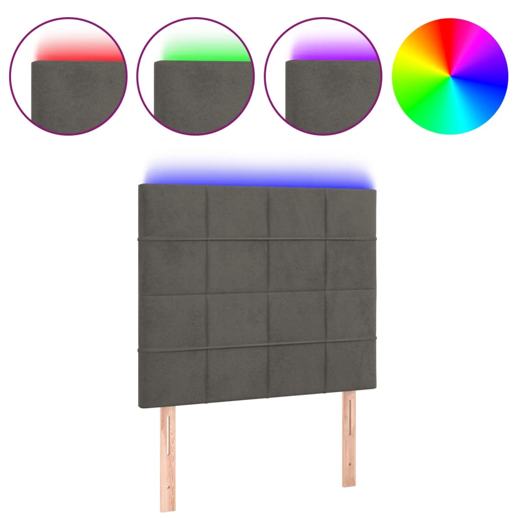 Tête de lit à LED Gris foncé 100x5x118/128 cm Velours - XIOS