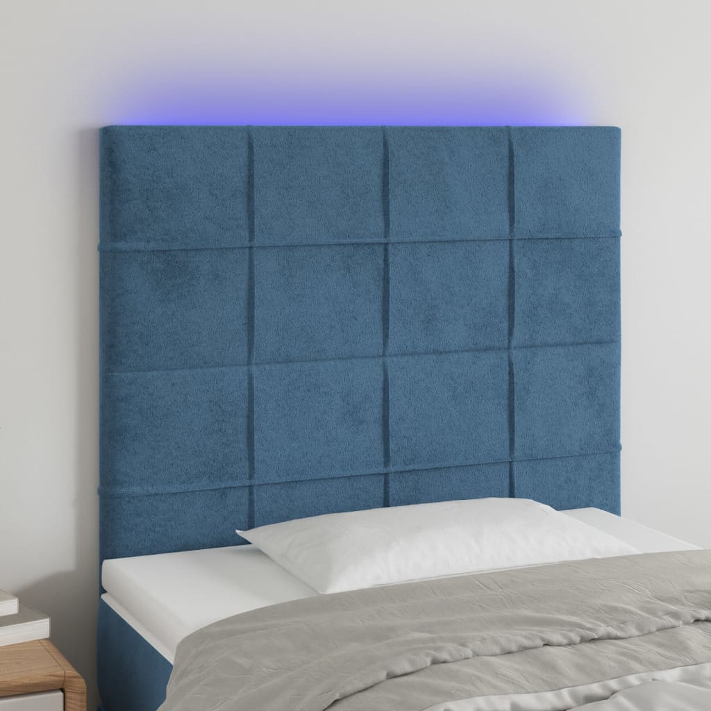 Tête de lit à LED Bleu foncé 100x5x118/128 cm Velours - XIOS