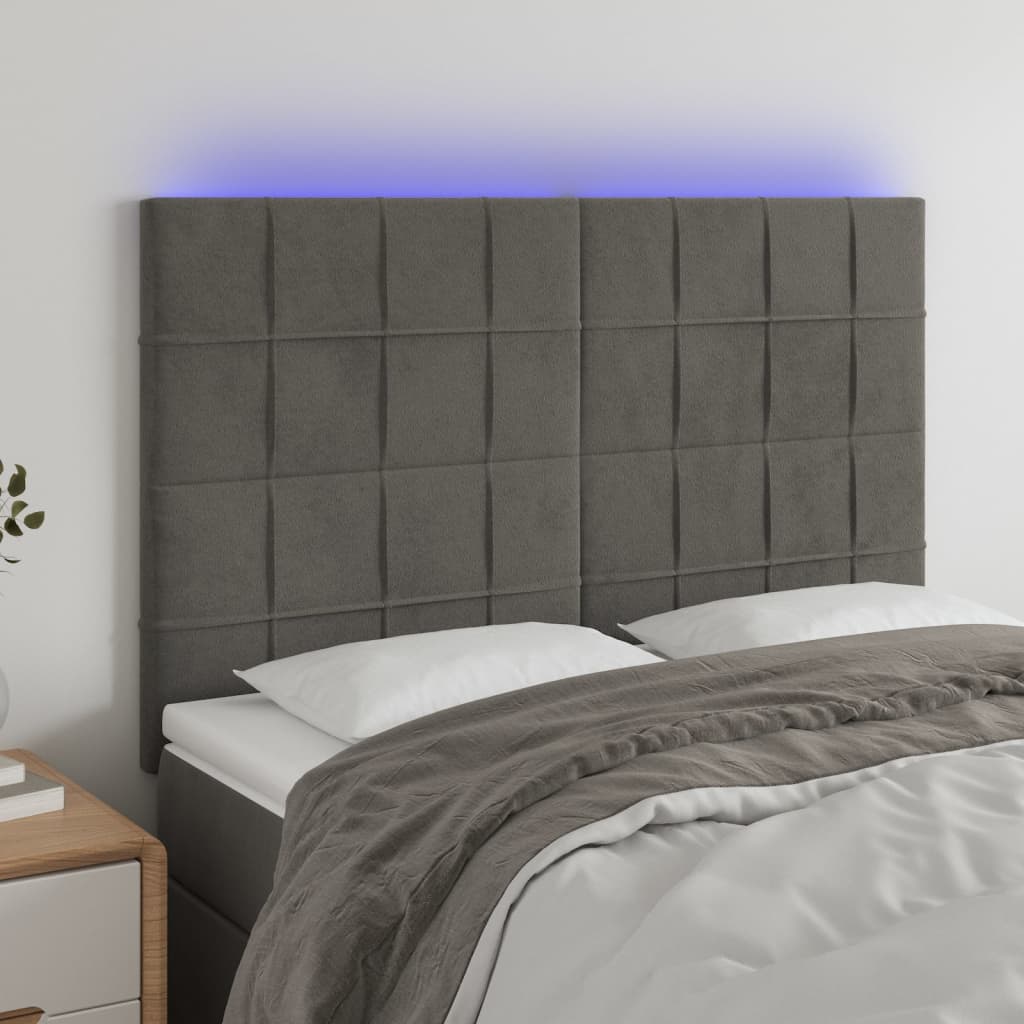 Tête de lit à LED Gris foncé 144x5x118/128 cm Velours - XIOS