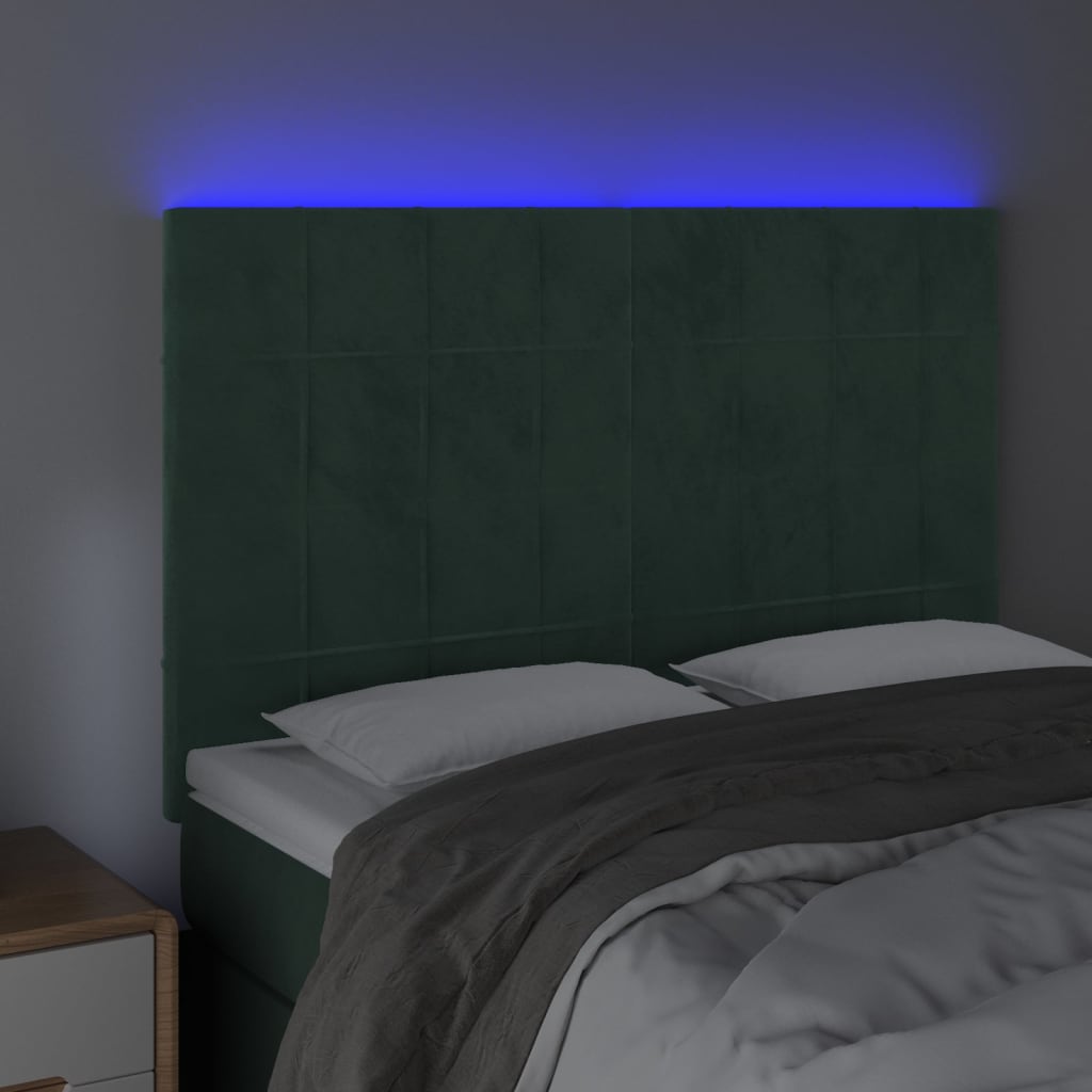 Tête de lit à LED Vert foncé 144x5x118/128 cm Velours - XIOS