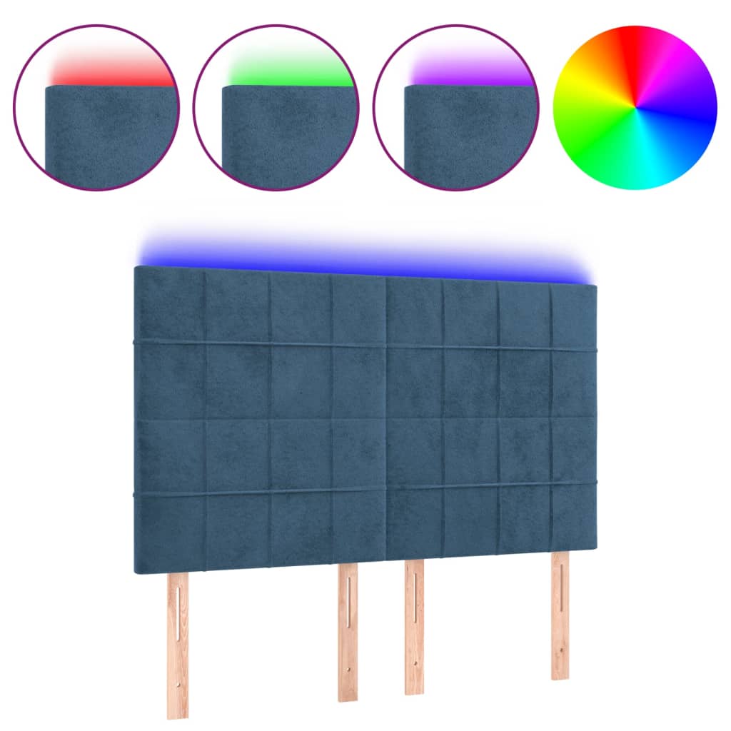 Tête de lit à LED Bleu foncé 144x5x118/128 cm Velours - XIOS