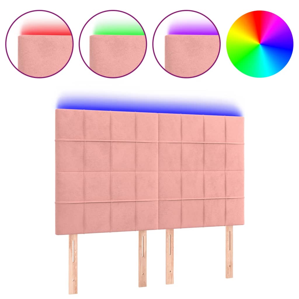 Tête de lit à LED Rose 144x5x118/128 cm Velours - XIOS