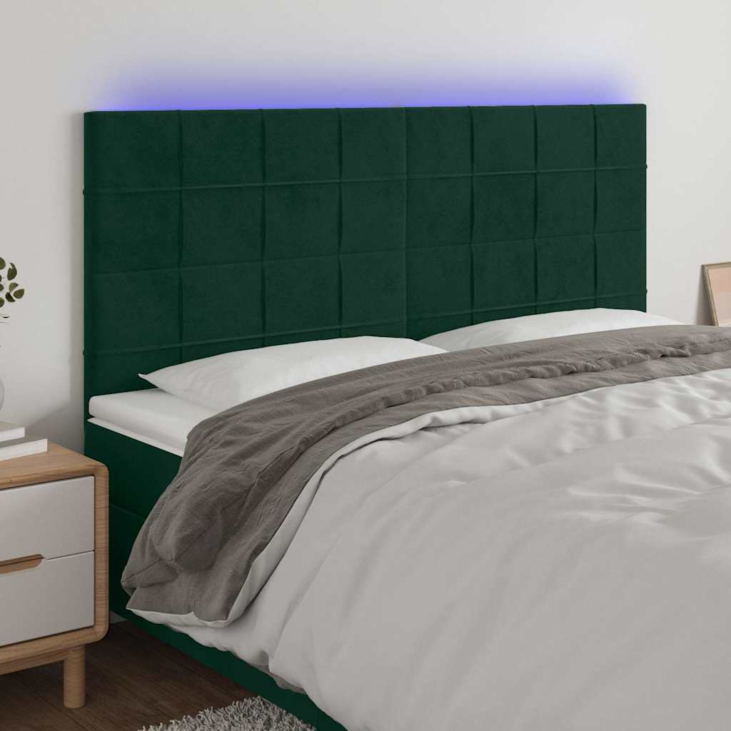 Tête de lit à LED Vert foncé 160x5x118/128 cm Velours - XIOS