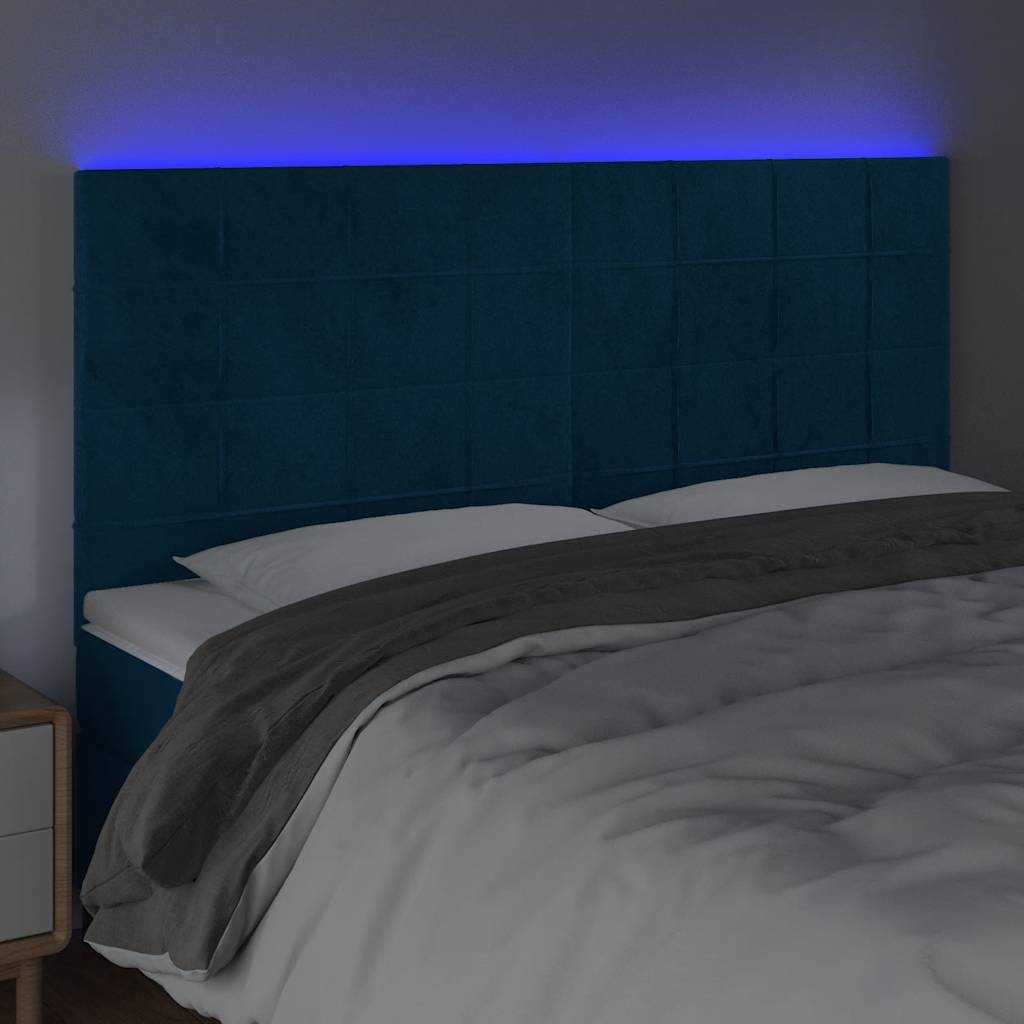 Tête de lit à LED Bleu foncé 160x5x118/128 cm Velours - XIOS
