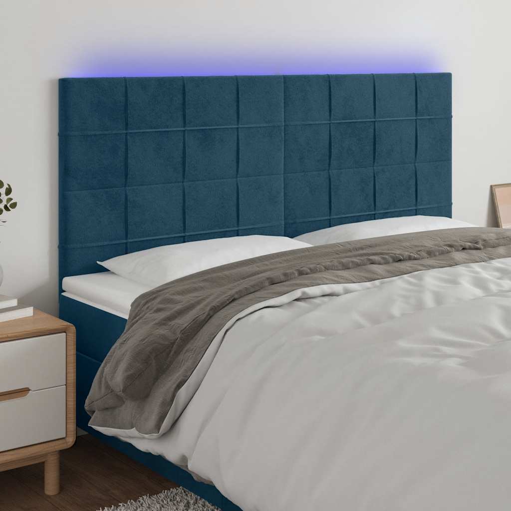 Tête de lit à LED Bleu foncé 160x5x118/128 cm Velours - XIOS