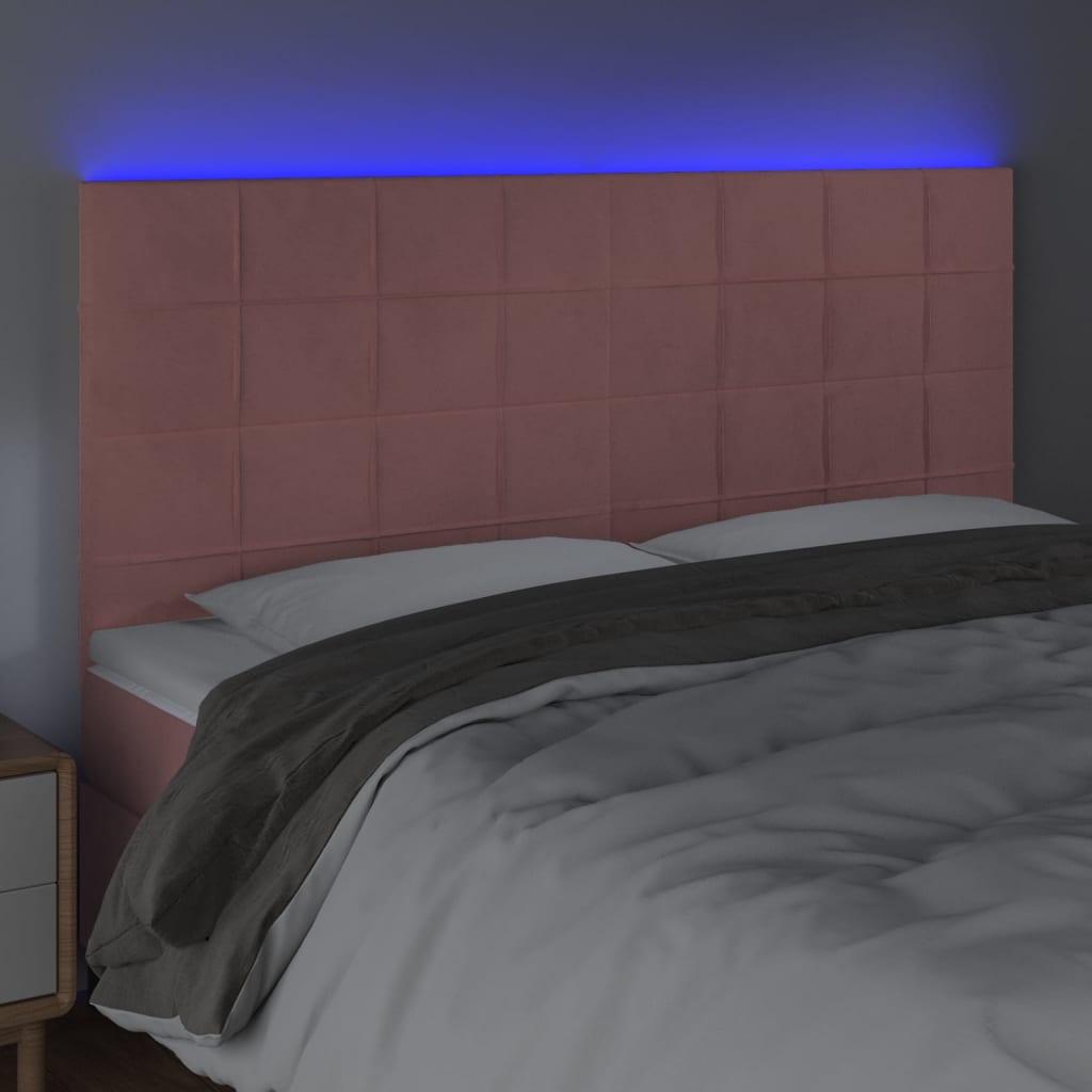 Tête de lit à LED Rose 160x5x118/128 cm Velours - XIOS