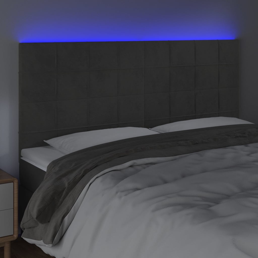 Tête de lit à LED Gris foncé 180x5x118/128 cm Velours - XIOS
