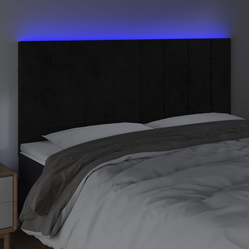 Tête de lit à LED Noir 180x5x118/128 cm Velours - XIOS