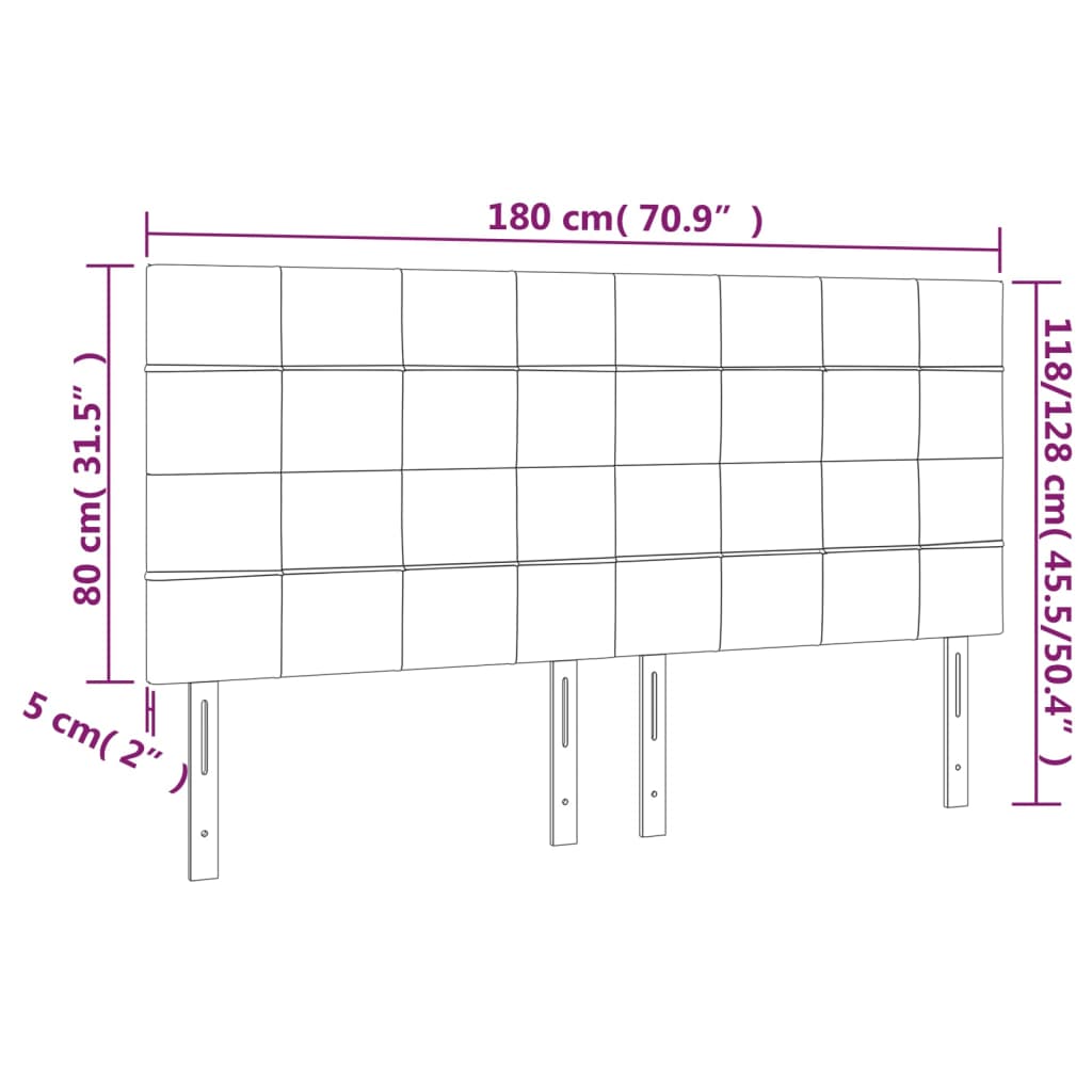 Tête de lit à LED Noir 180x5x118/128 cm Velours - XIOS