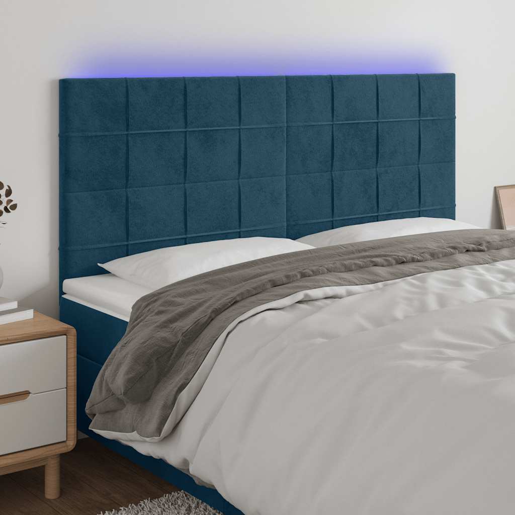 Tête de lit à LED Bleu foncé 180x5x118/128 cm Velours - XIOS