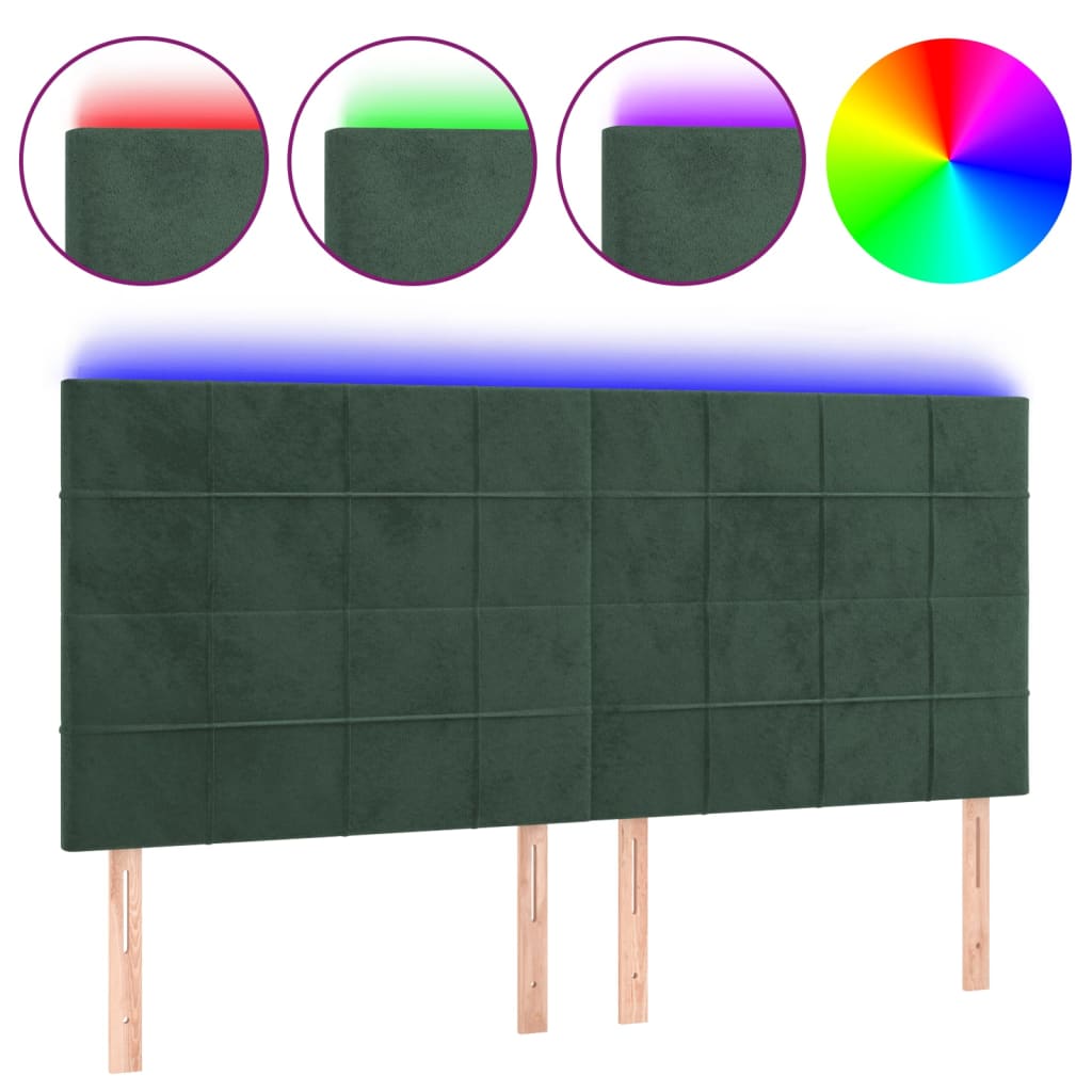 Tête de lit à LED Vert foncé 200x5x118/128 cm Velours - XIOS